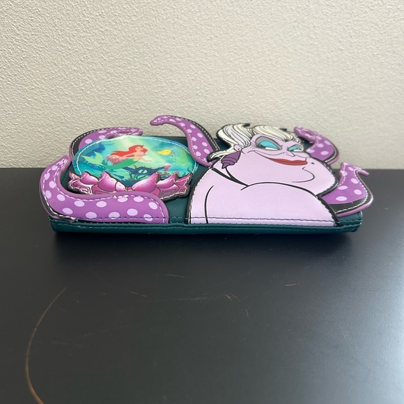 Loungefly Disney Villians Scene Ursula Crystal Ball and Ariel Flap Wallet - Picture 4 of 8